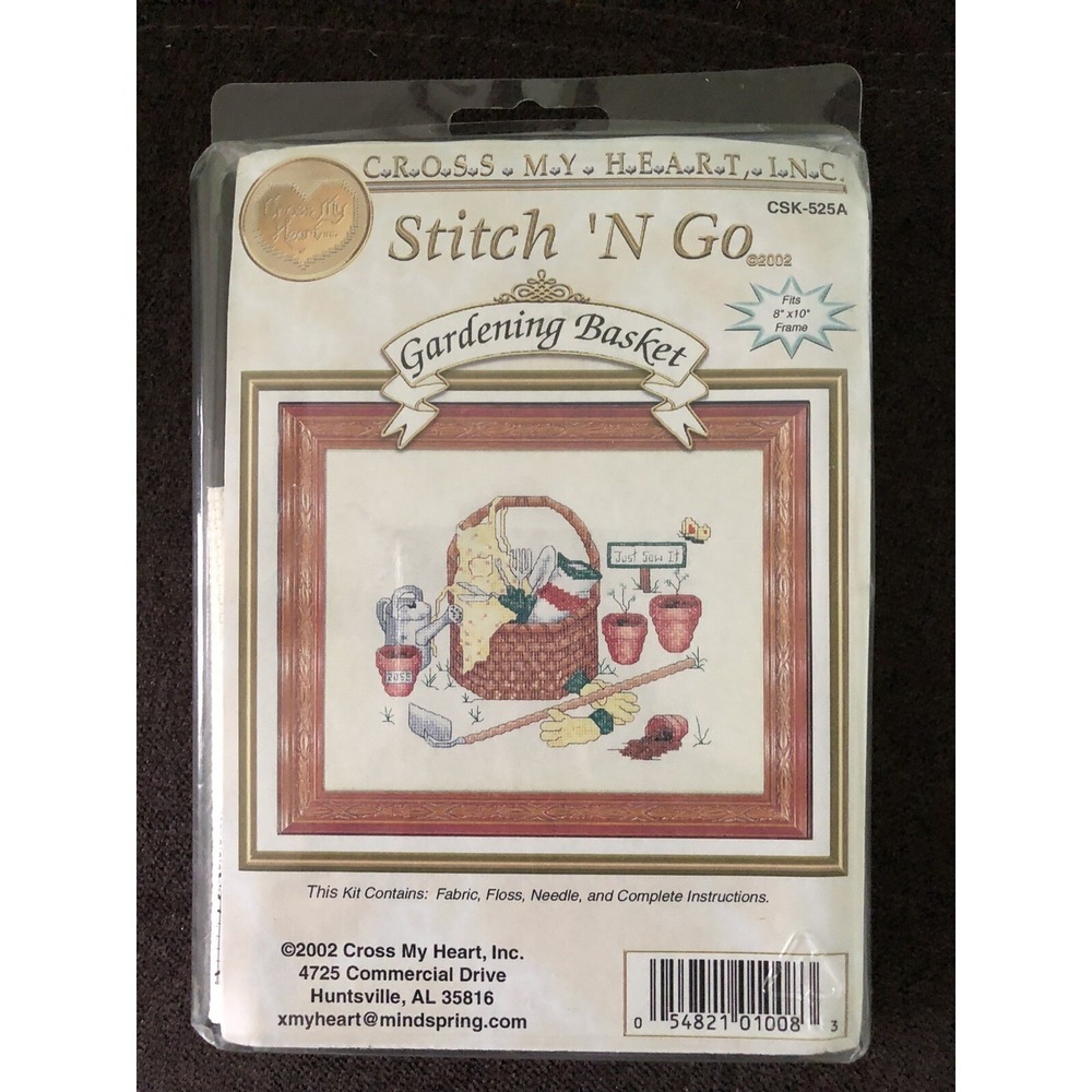 Cross My Heart Stitch 'N Go Gardening Basket Counted Cross Stitch Kit New